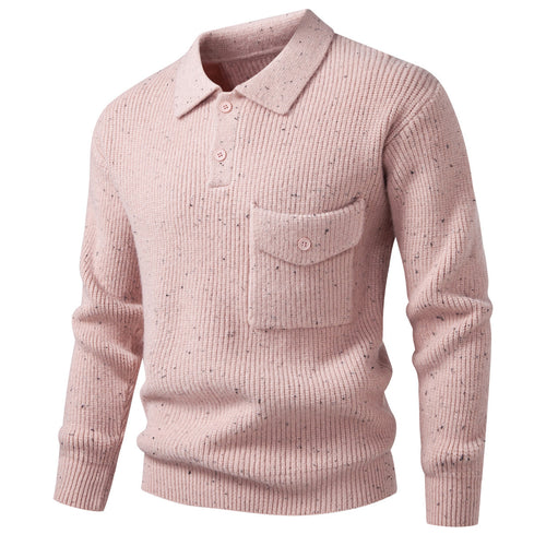 Herren Polokragen-Pullover aus Rippenstrick mit aufgesetzter Brusttasche Echo Archiv