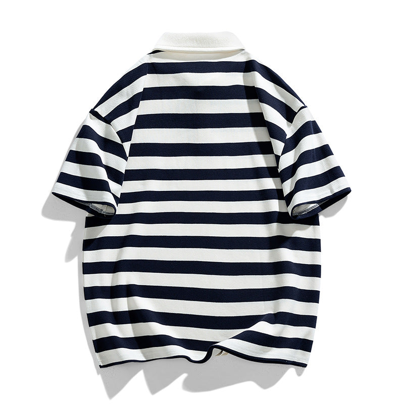 Herren lässiges Poloshirt mit breiten Streifen und hochwertiger Baumwolle Echoarchiv