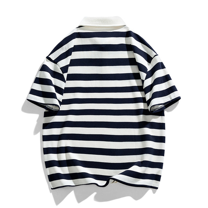 Herren lässiges Poloshirt mit breiten Streifen und hochwertiger Baumwolle Echoarchiv