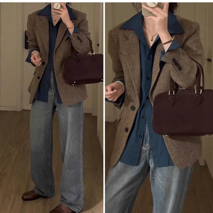Damen Eleganter Tweed Blazer Echoarchiv