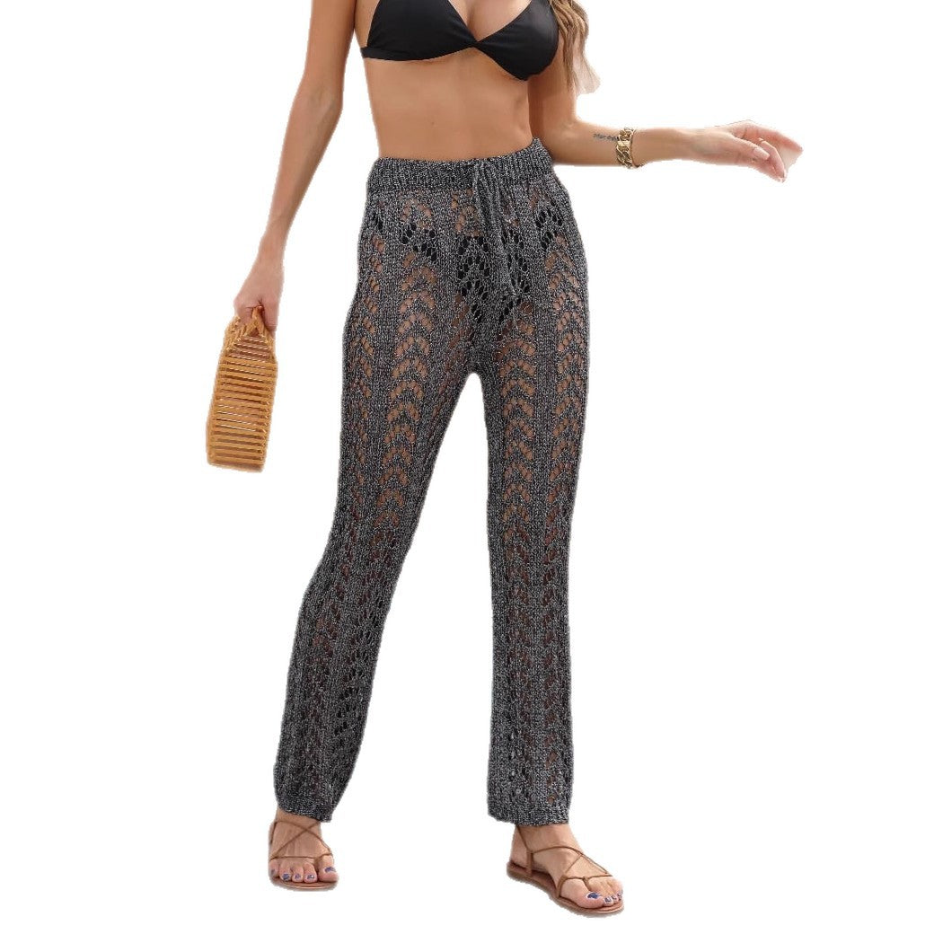 Damen Häkelstrandhose mit elegantem Lochmuster und verstellbarem Bund Echo Archiv