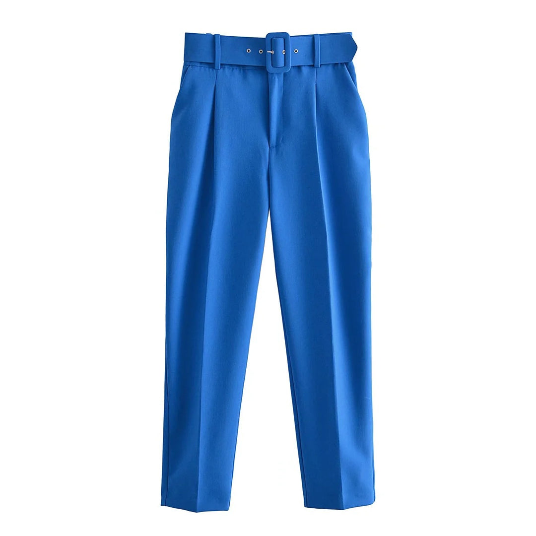Damen Hochtaillierte Tailored-Hose mit Bundfalten und Stoffgürtel Echo Archiv