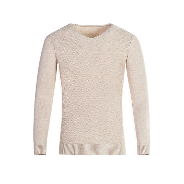 Herren V-Ausschnitt Pullover mit Strukturmuster Echoarchiv