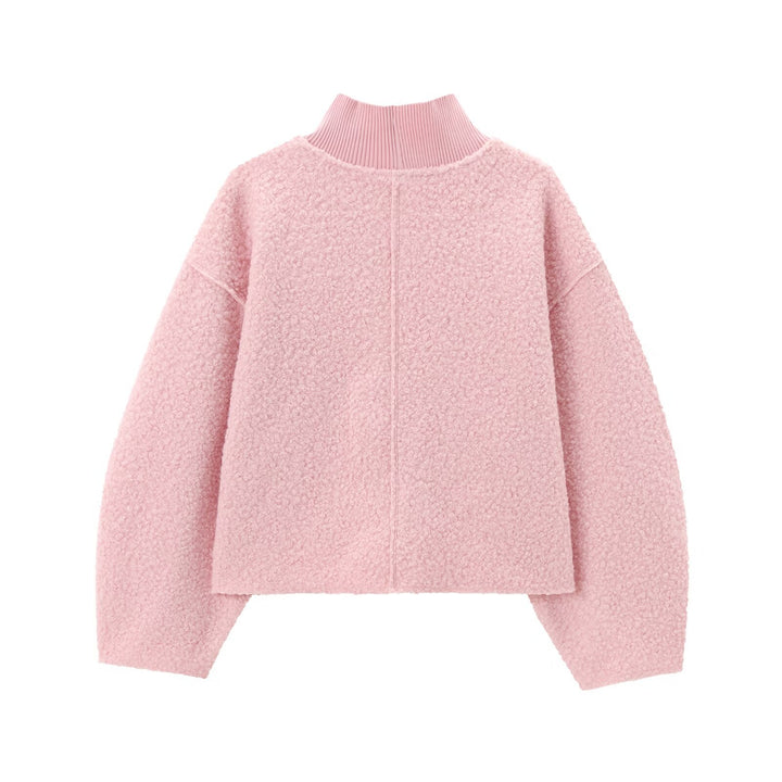 Damen Oversize Cropped Pullover mit Stehkragen und Ballonärmeln Echo Archiv