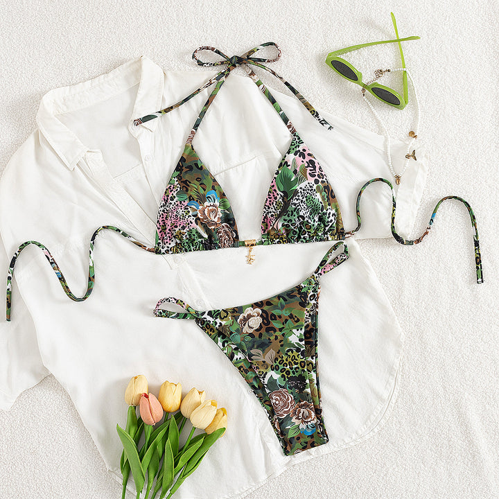 Damen Triangel-Bikini mit floralem Camouflage-Design Echo Archiv