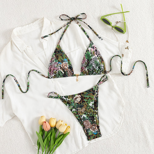 Damen Triangel-Bikini mit floralem Camouflage-Design Echo Archiv