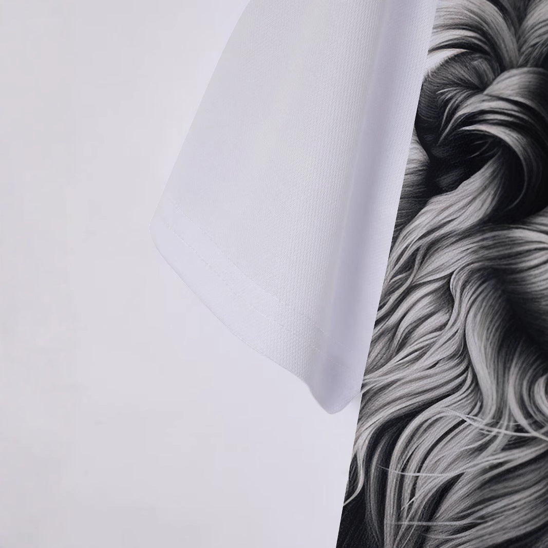 Herren Poloshirt mit kunstvollem Löwenmotiv und hochwertigem Baumwollmix Echoarchiv