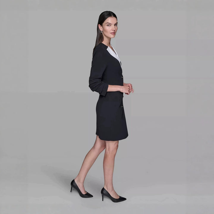 Damen Doppelreihiges Blazerkleid mit kontrastierendem Schalkragen Echoarchiv