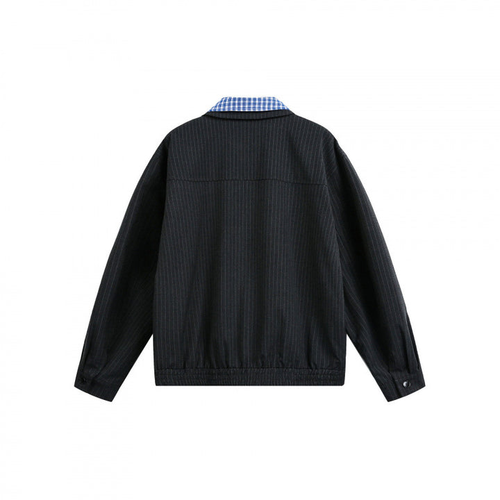 Herren Boxy-Übergangsjacke mit Nadelstreifen und kontrastierendem Hemdkragen Echo Archiv