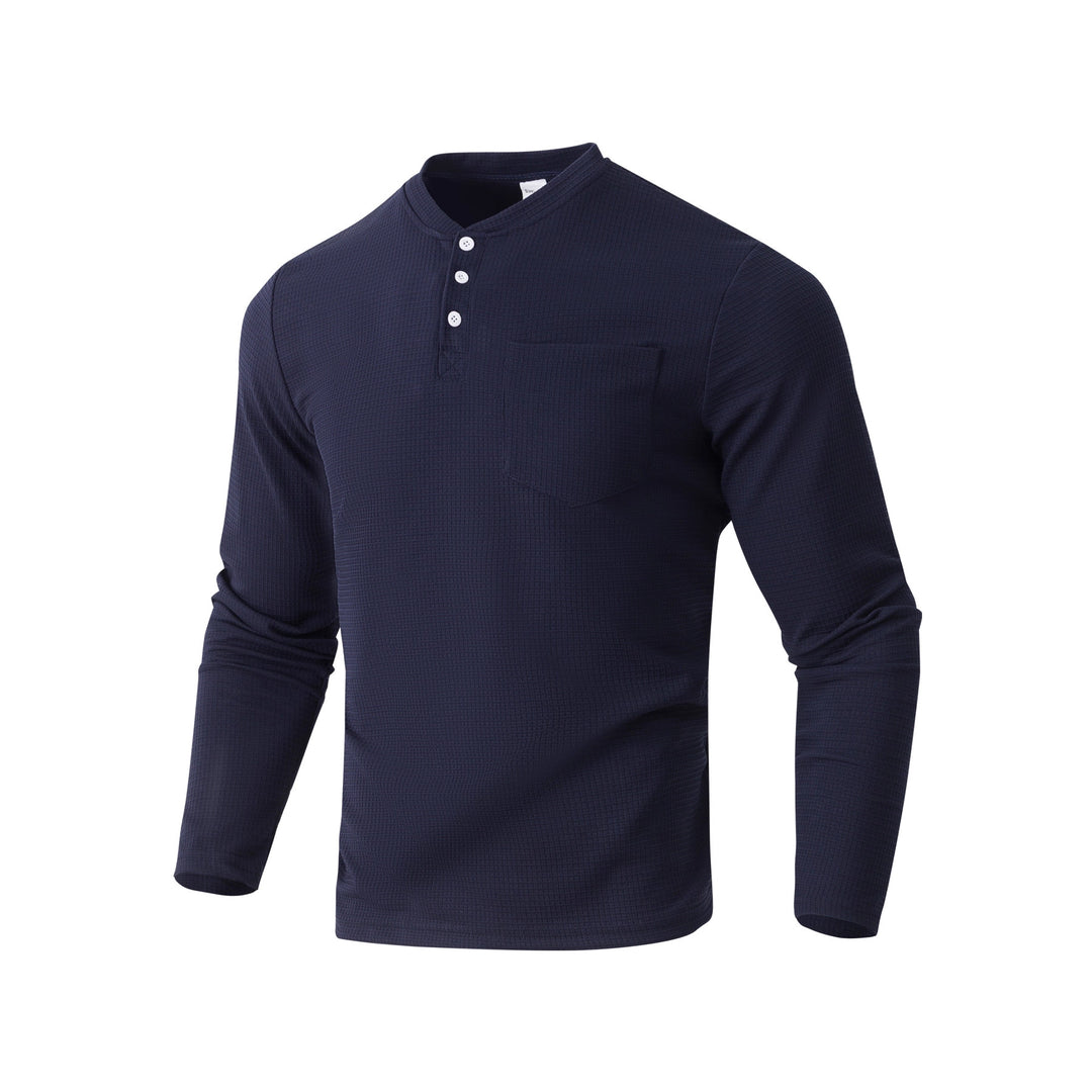 Herren Langarm Henley mit Waffelstruktur und Brusttasche thermisches Langarmshirt – Marzano