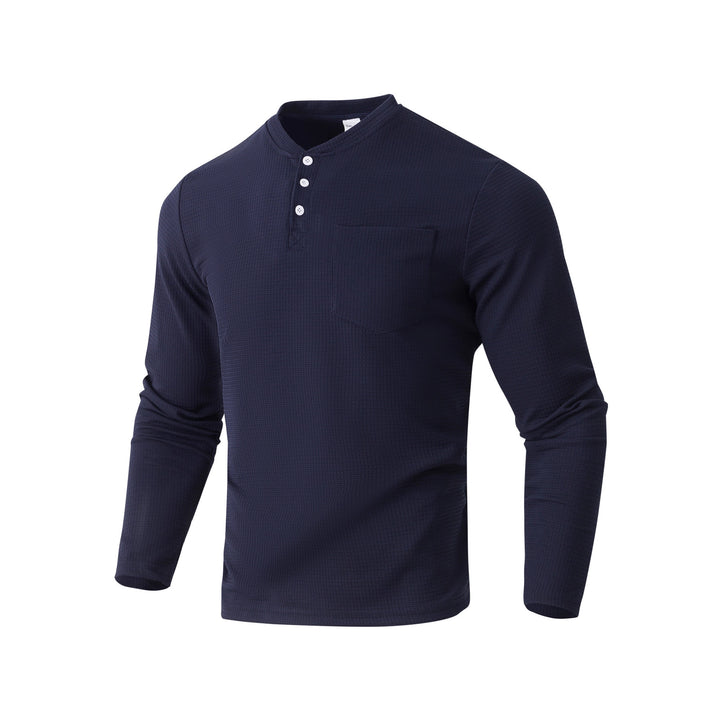 Herren Langarm Henley mit Waffelstruktur und Brusttasche thermisches Langarmshirt – Marzano
