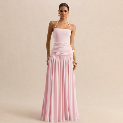 Damen Elegantes Maxikleid mit rüschiertem Oberteil und zarter Silhouette Echo Archiv