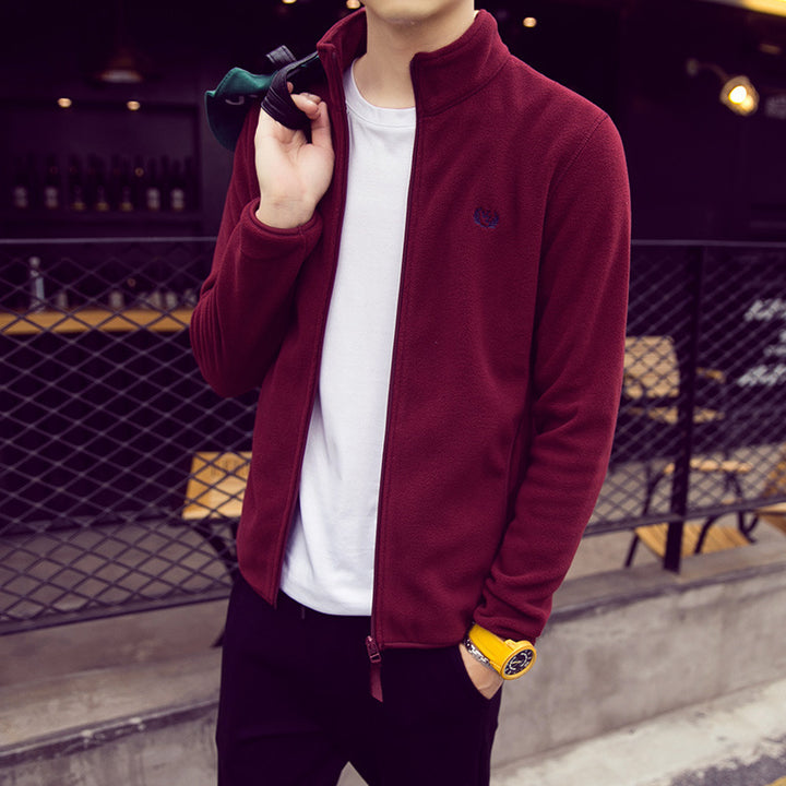 Herren Fleecejacke mit Stehkragen, windabweisender Mikrofaser‑Außenschicht und slim-regular Fit Echoarchiv
