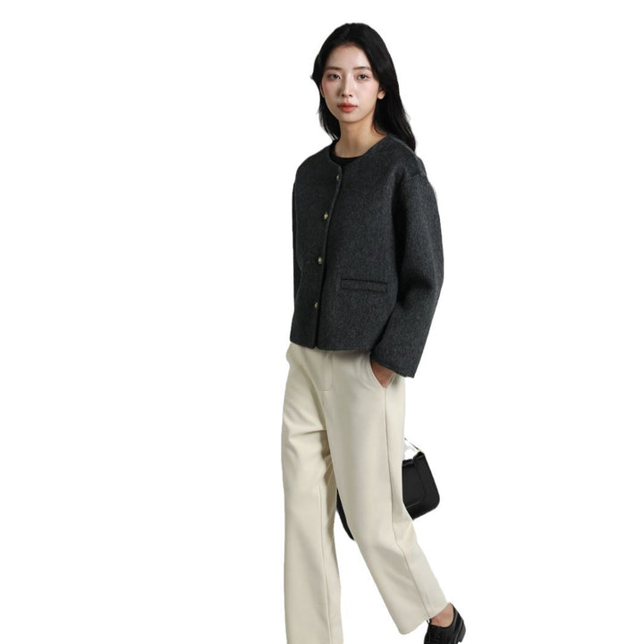 Damen Modische Kurzjacke mit Knopfleiste Echoarchiv