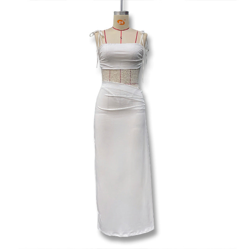 Damen Elegantes Maxikleid mit Spitzeneinsätzen und verstellbaren Trägern Echo Archiv