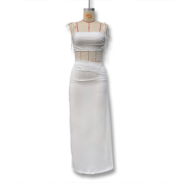 Damen Elegantes Maxikleid mit Spitzeneinsätzen und verstellbaren Trägern Echo Archiv