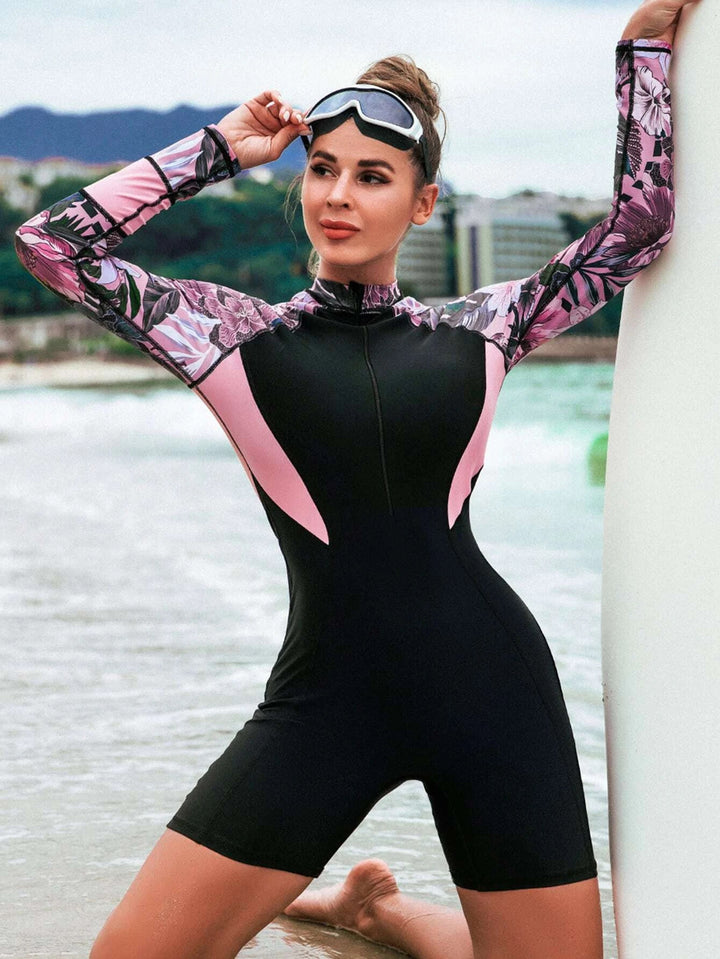 Damen Surfanzug mit langem Arm und floralem Design Echo Archiv