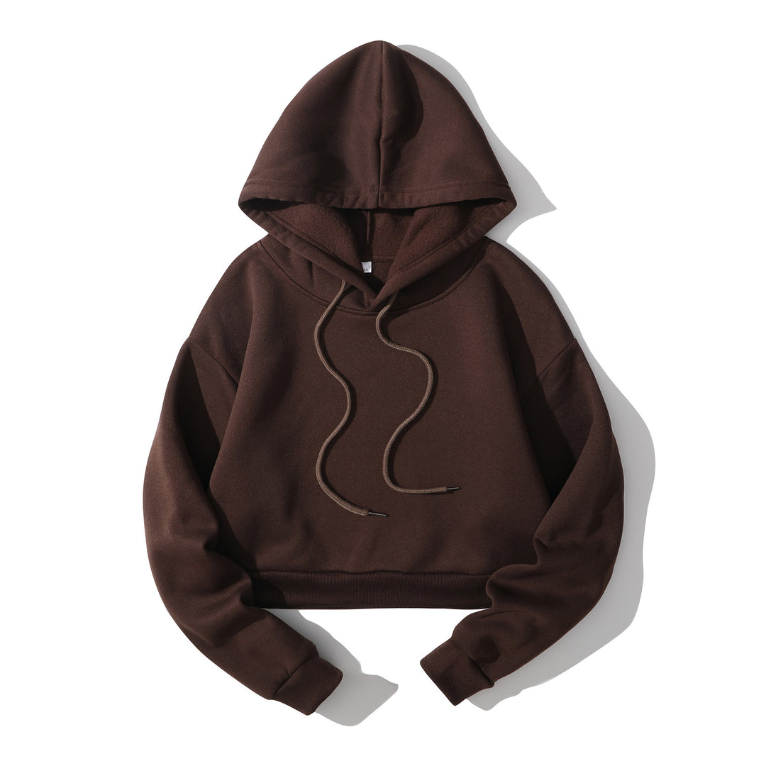 Damen nan cropped Kapuzenpullover mit weichem Fleece‑Innenfutter und elastischem Rippbund Echo Archiv