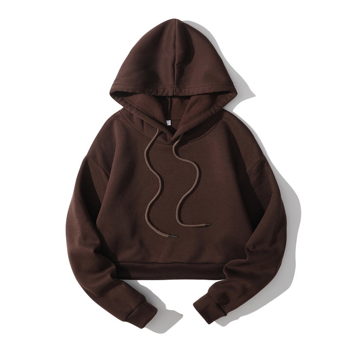 Damen nan cropped Kapuzenpullover mit weichem Fleece‑Innenfutter und elastischem Rippbund Echo Archiv