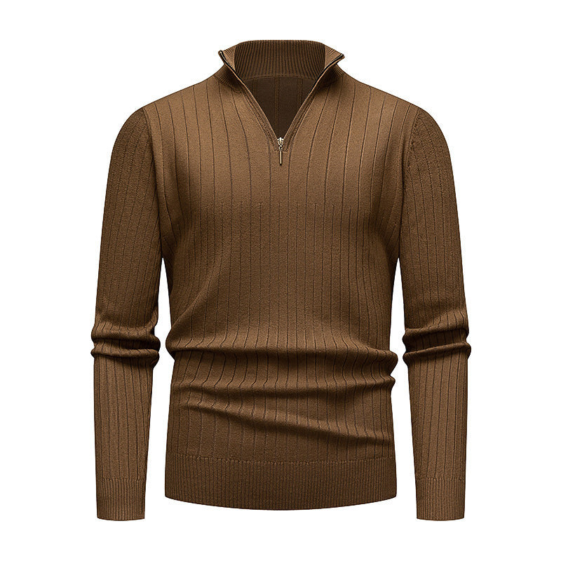 Herren hochwertiger Strickpullover mit modernem Stehkragen und Reißverschluss Echoarchiv