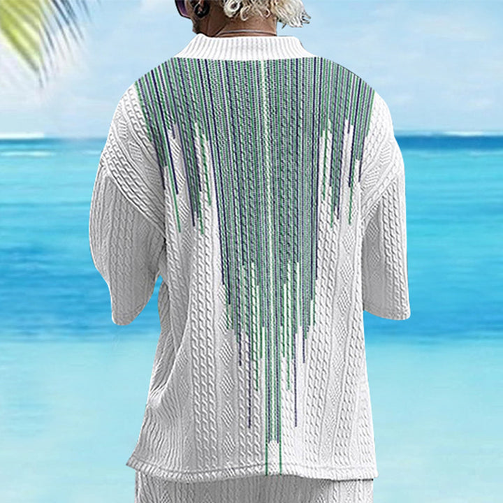 Herren lässiges Strickshirt mit modernem V-Ausschnitt und grafischem Muster Echoarchiv