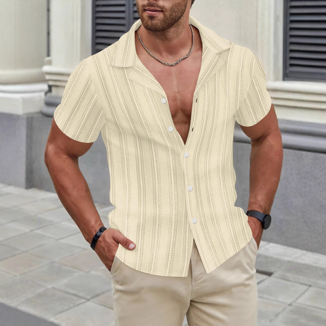 Herren modisches Kurzarm-Hemd mit strukturiertem Design Echoarchiv