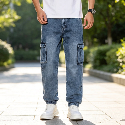 Herren Coole Cargo-Jeans mit elastischem Bündchen Echoarchiv