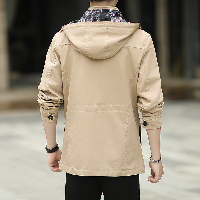 Herren leichte Canvas-Fieldjacke mit Kapuze, Multifunktionstaschen und Reißverschluss Echoarchiv