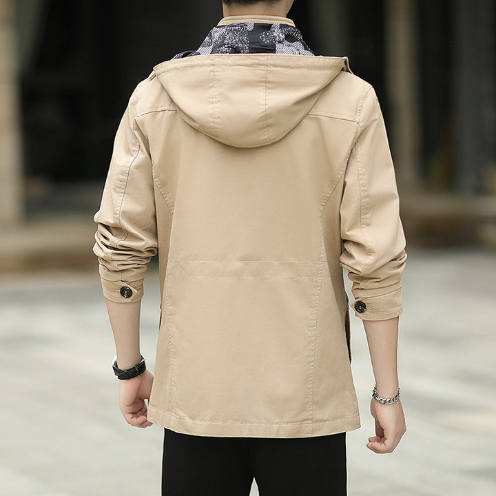 Herren leichte Canvas-Fieldjacke mit Kapuze, Multifunktionstaschen und Reißverschluss Echoarchiv