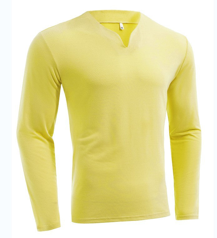 Herren nan Langarmshirt mit V-Ausschnitt Slim Fit Baumwollmix und elastischem Komfortbund Echo Archiv