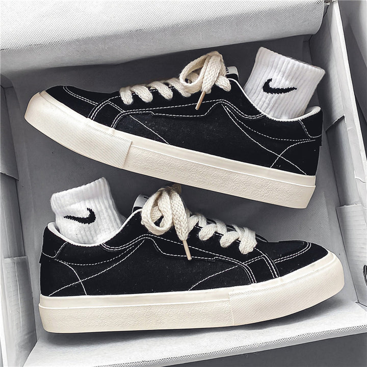 Unisex lässiger Canvas-Low-Top Sneaker mit kontrastnaher Ziersteppung und gepolsterter Plateausohle – Norré
