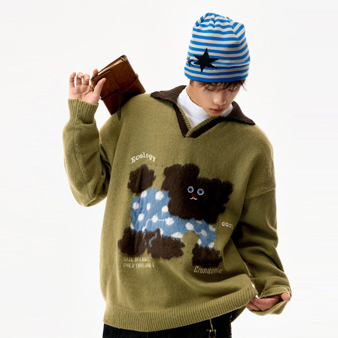 Damen Modischer Grobstrickpullover mit Tiermotiv Echoarchiv
