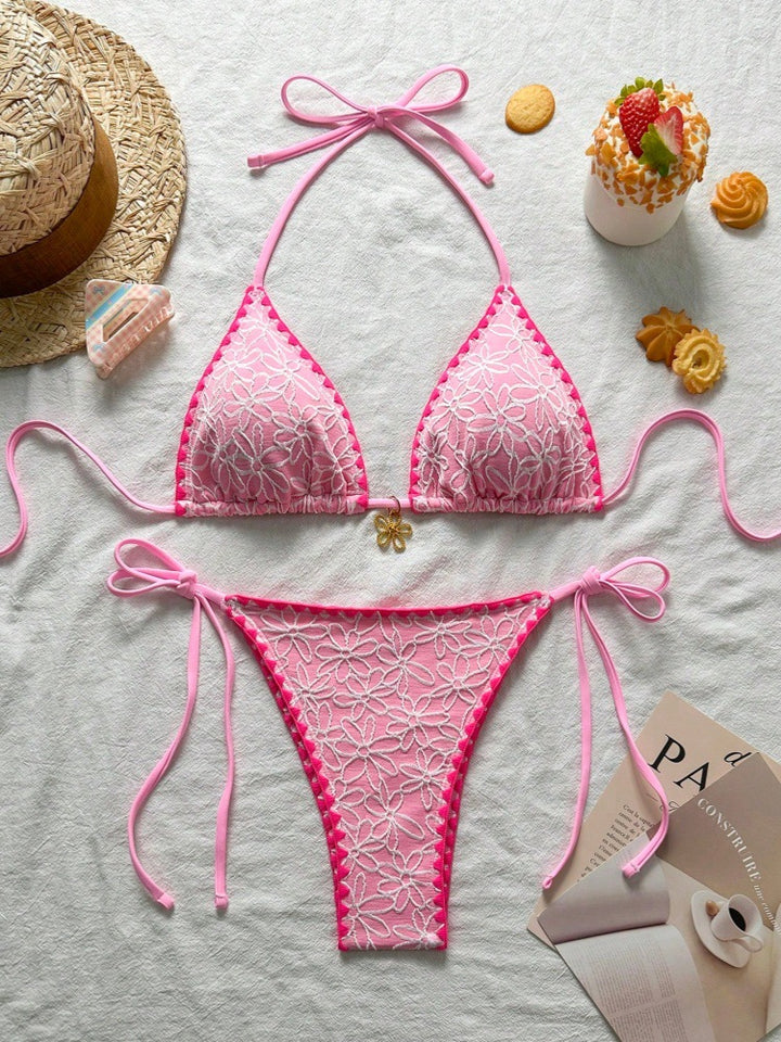 Damen Triangel-Bikini-Set mit floralen Stickereien Echo Archiv