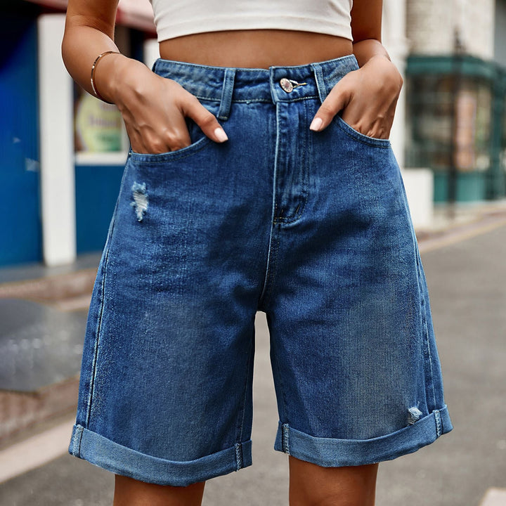 Damen entspannte Denim-Shorts mit umgeschlagenem Saum – Avélisse