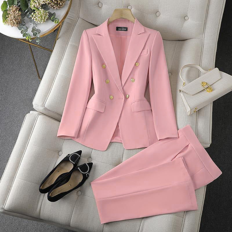 Damen Elegantes Doppelreihiges Blazer-Set Echo Archiv