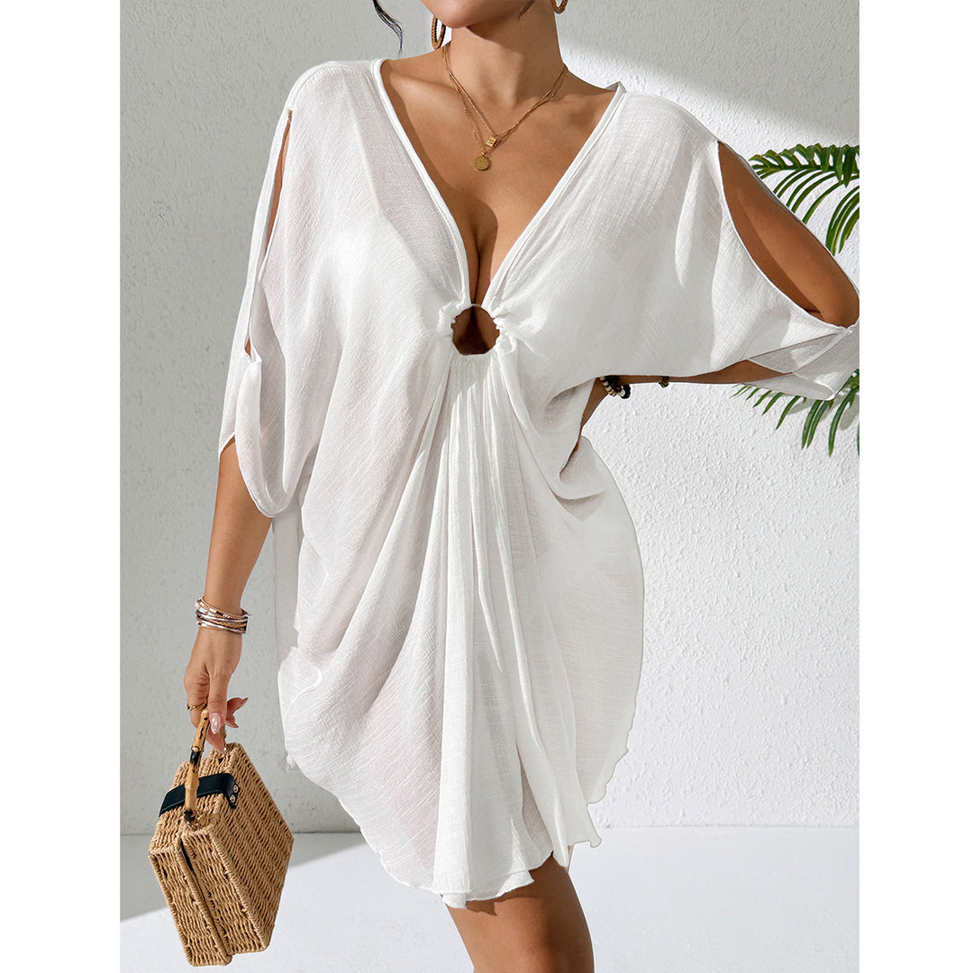 Damen Strandkleid mit tiefem V-Ausschnitt und lockerem Schnitt Echo Archiv