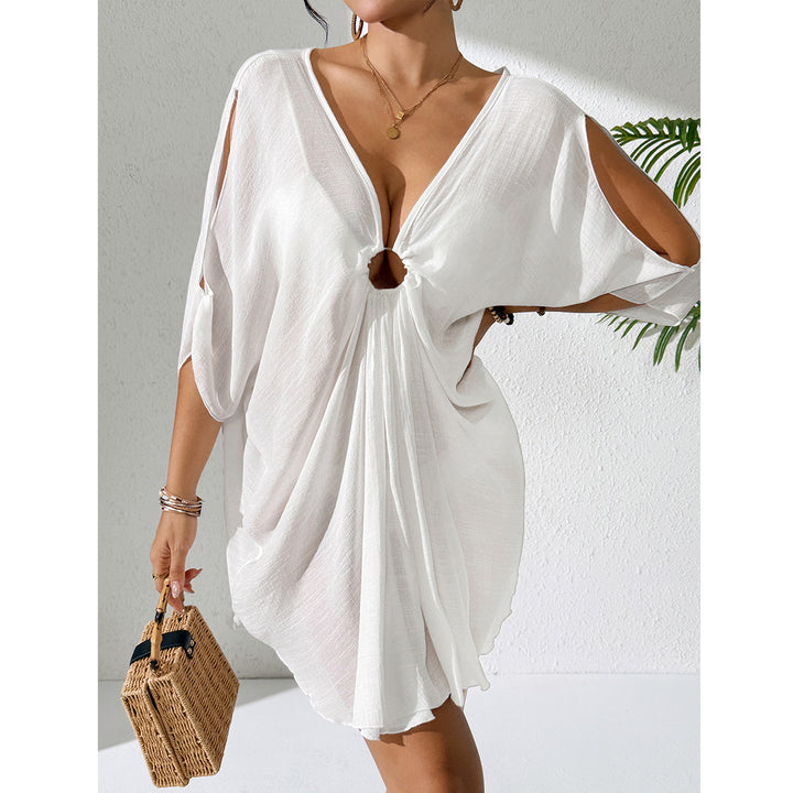 Damen Strandkleid mit tiefem V-Ausschnitt und lockerem Schnitt Echo Archiv