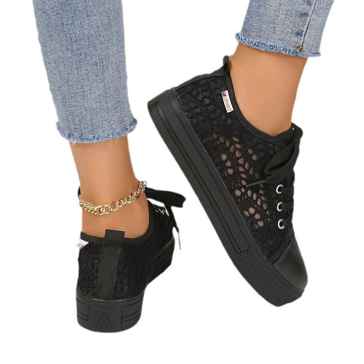Damen modische Luftige Sneakers mit Häkel-Design und Plateau-Sohle Echo Archiv