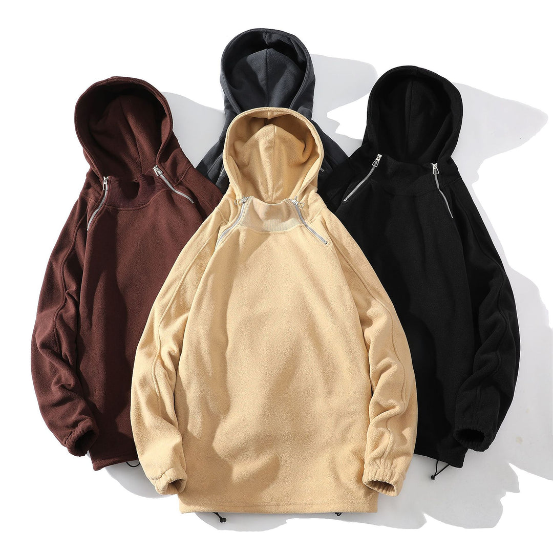 Herren Fleece Hoodie mit Reißverschluss und hohem Kragen Echoarchiv