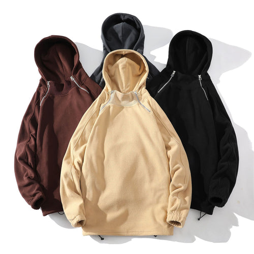 Herren Fleece Hoodie mit Reißverschluss und hohem Kragen Echoarchiv
