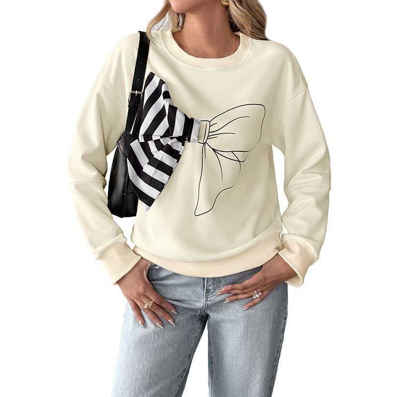 Damen Oversize‑Sweatshirt mit 3D‑Schleifen‑Applikation und Rundhalsausschnitt Echoarchiv