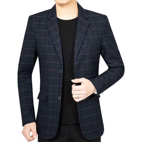 Herren Kariertes Slim-Fit City-Blazer mit Fensterkaro und Pattentaschen – Tianoro