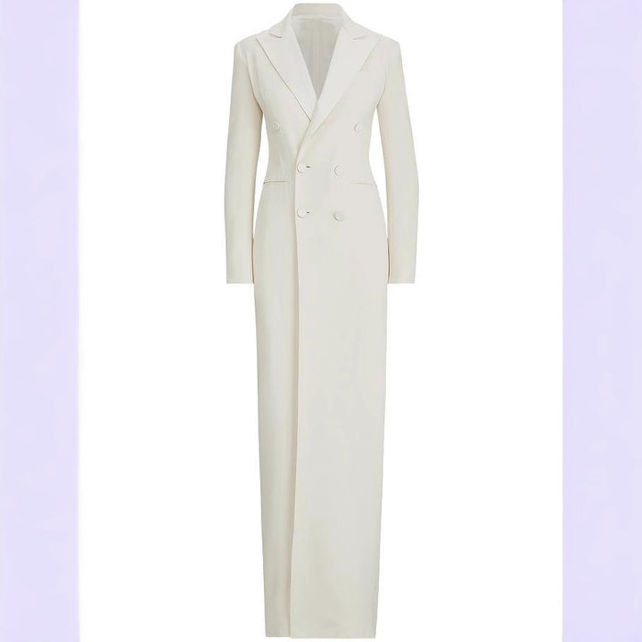 Damen Lange Smokingsakko-Kleid mit tailliertem Schnitt und Beinschlitz Echoarchiv