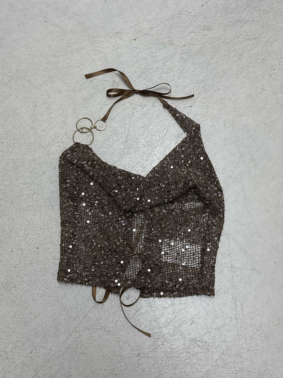 Damen Glamouröses Haltertop mit schimmernden Details Echo Archiv