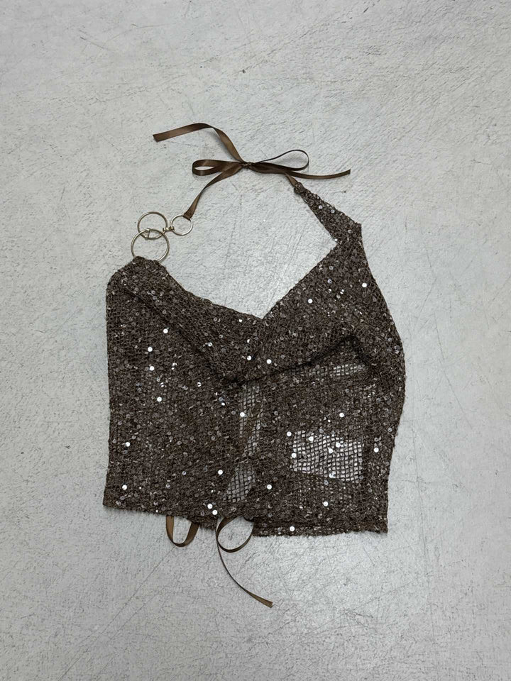 Damen Glamouröses Haltertop mit schimmernden Details Echo Archiv