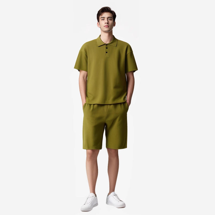 Herren Sportliches Kurzarm-Polo mit passendem Bermuda-Shorts Echoarchiv