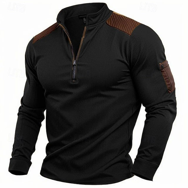 Herren Langarmshirt mit Stehkragen und Reißverschluss Echoarchiv