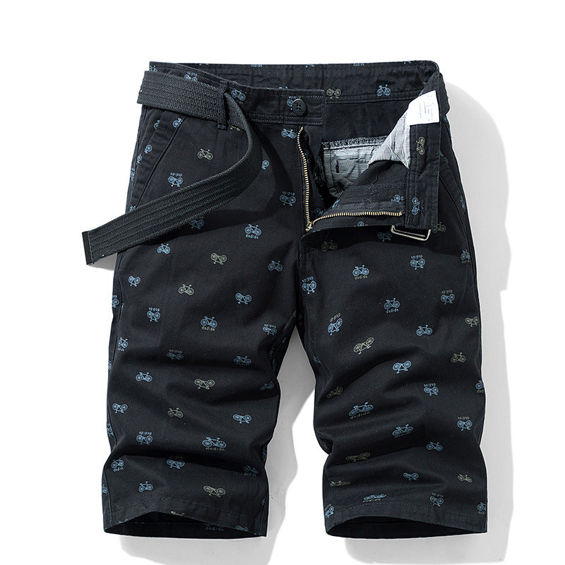 Herren Cargo-Shorts mit trendigem Fahrradmuster und verstellbarem Bund Echoarchiv