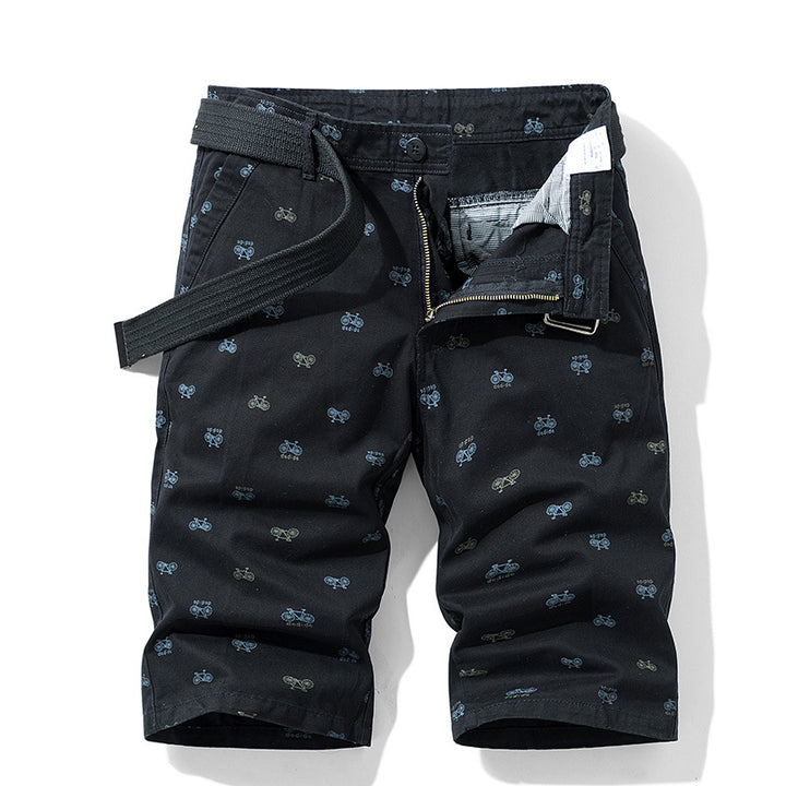 Herren Cargo-Shorts mit trendigem Fahrradmuster und verstellbarem Bund Echoarchiv