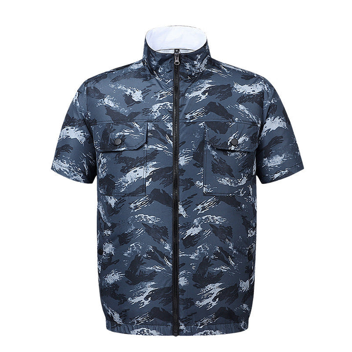Herren nan leichte kurzärmelige Freizeitjacke mit Stehkragen, Reißverschluss und Brusttaschen Echo Archiv